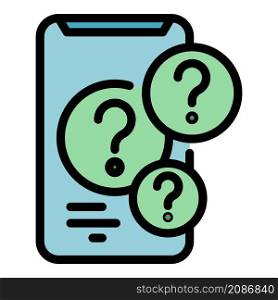 Smartphone question interaction icon. Outline smartphone question interaction vector icon color flat isolated. Smartphone question interaction icon color outline vector
