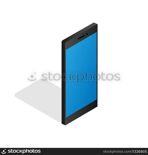 Smartphone realistic 3d vector isometric illustration in flat style on white background. EPS 10