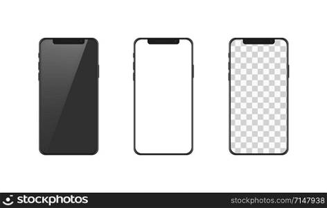 Smartphone realistic vector illustration. Mock up template. Vector illustration detailed smartphone screen. EPS 10