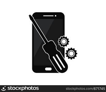 smartphone repair logo icon illustration design template