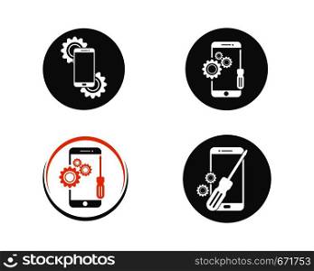 smartphone repair logo icon illustration design template