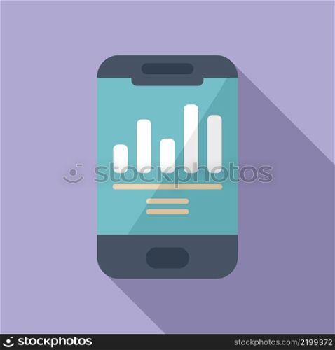 Smartphone report icon flat vector. Graphic chart. Data market. Smartphone report icon flat vector. Graphic chart