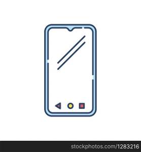 Smartphone RGB color icon. Mobile, cell phone. Pocket personal computer. Cellular telephone. Touchscreen. Touch display. Handheld portable device. Technology. Isolated vector illustration