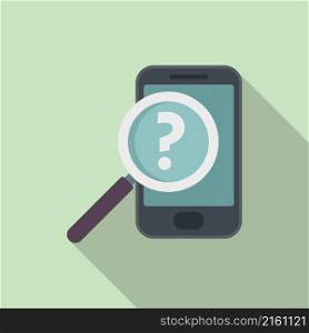 Smartphone search icon flat vector. Document request. Online form. Smartphone search icon flat vector. Document request