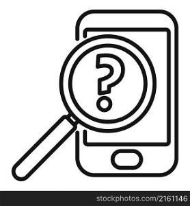 Smartphone search icon outline vector. Document request. Online form. Smartphone search icon outline vector. Document request