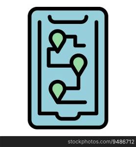 Smartphone shop street icon outline vector. Mall button. Map pin color flat. Smartphone shop street icon vector flat