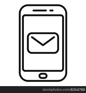 Smartphone sms icon outline vector. Internet media. Network phone. Smartphone sms icon outline vector. Internet media