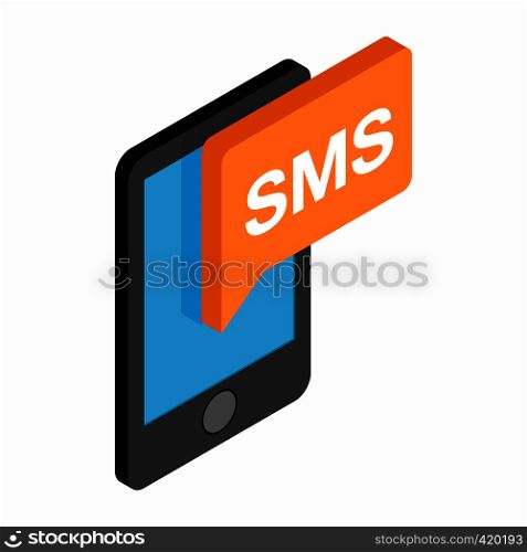 Smartphone sms isometric 3d icon isolated on a white background. Smartphone smsisometric 3d icon