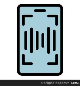 Smartphone sound record icon. Outline smartphone sound record vector icon color flat isolated. Smartphone sound record icon color outline vector