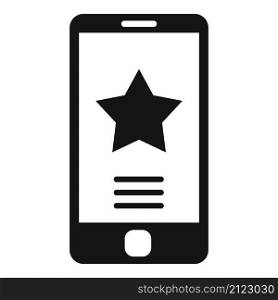 Smartphone star icon simple vector. Product review. Online customer. Smartphone star icon simple vector. Product review