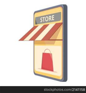 Smartphone store icon cartoon vector. Online shop. Discount box. Smartphone store icon cartoon vector. Online shop
