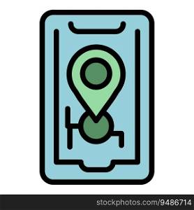 Smartphone store location icon outline vector. Shop pin. Supermarket gps color flat. Smartphone store location icon vector flat