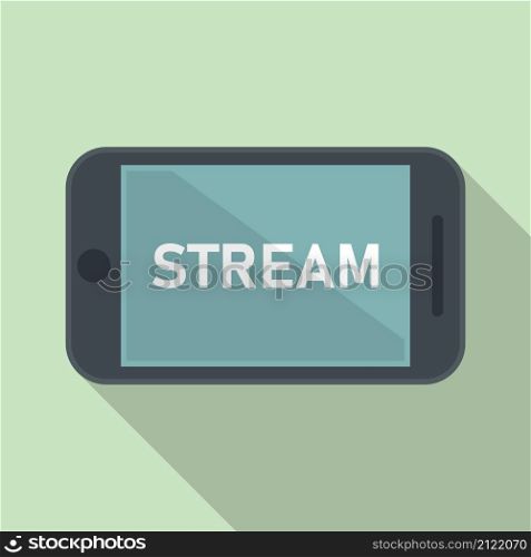 Smartphone stream icon flat vector. Live video. Online news. Smartphone stream icon flat vector. Live video