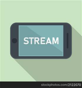 Smartphone stream icon flat vector. Live video. Online news. Smartphone stream icon flat vector. Live video