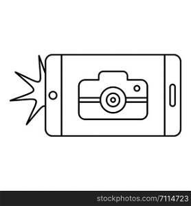 Smartphone take photo icon. Outline smartphone take photo vector icon for web design isolated on white background. Smartphone take photo icon, outline style