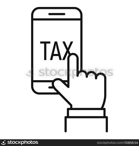 Smartphone tax program icon. Outline smartphone tax program vector icon for web design isolated on white background. Smartphone tax program icon, outline style