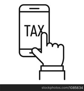 Smartphone tax program icon. Outline smartphone tax program vector icon for web design isolated on white background. Smartphone tax program icon, outline style