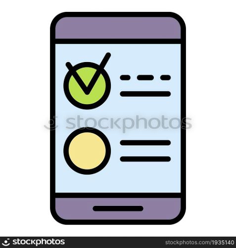 Smartphone test vote icon. Outline smartphone test vote vector icon color flat isolated. Smartphone test vote icon color outline vector