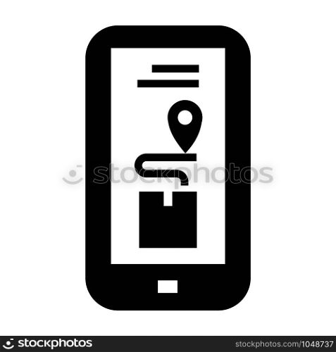 Smartphone track delivery box icon. Simple illustration of smartphone track delivery box vector icon for web design isolated on white background. Smartphone track delivery box icon, simple style