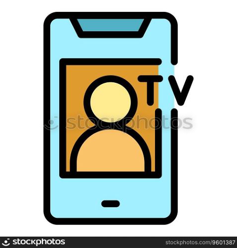 Smartphone tv icon outline vector. Media studio. Talk reporter color flat. Smartphone tv icon vector flat