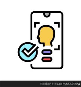 smartphone unblocked with face id color icon vector. smartphone unblocked with face id sign. isolated symbol illustration. smartphone unblocked with face id color icon vector illustration