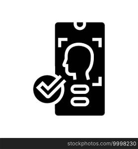 smartphone unblocked with face id glyph icon vector. smartphone unblocked with face id sign. isolated contour symbol black illustration. smartphone unblocked with face id glyph icon vector illustration
