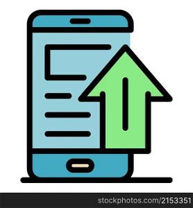 Smartphone upload icon. Outline smartphone upload vector icon color flat isolated. Smartphone upload icon color outline vector