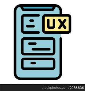 Smartphone ux interaction icon. Outline smartphone ux interaction vector icon color flat isolated. Smartphone ux interaction icon color outline vector