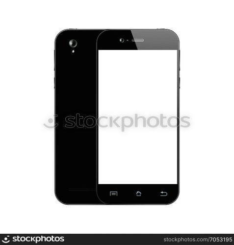 Smartphone. Vector Smart phones isolated. Black Smartphone. Front and Back view Mobile phone.