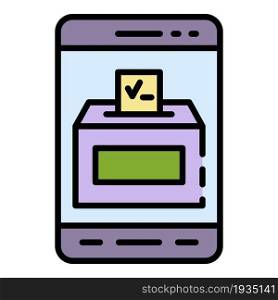 Smartphone video ballot box icon. Outline smartphone video ballot box vector icon color flat isolated. Smartphone video ballot box icon color outline vector