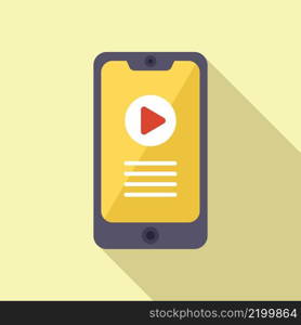 Smartphone video play icon flat vector. Online training. Home student. Smartphone video play icon flat vector. Online training