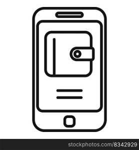 Smartphone wallet icon outline vector. Smart online. Smart screen. Smartphone wallet icon outline vector. Smart online