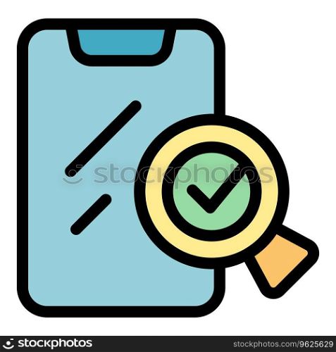 Smartphone warranty icon outline vector. Card tag. Money certificate color flat. Smartphone warranty icon vector flat