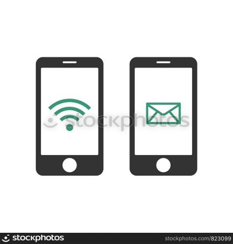 Smartphone Wifi Signal and Email Vector Icon Template Illustration Design. Vector EPS 10.
