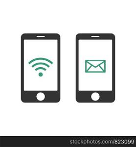 Smartphone Wifi Signal and Email Vector Icon Template Illustration Design. Vector EPS 10.