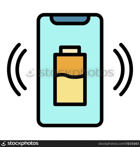 Smartphone wireless charging icon. Outline smartphone wireless charging vector icon color flat isolated. Smartphone wireless charging icon color outline vector