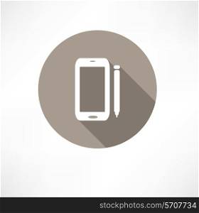 smartphone with a stylus icon Flat modern style vector illustration