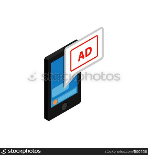 Smartphone with AD letters on the screen icon in isometric 3d style on a white background. Smartphone with AD letters on the screen icon
