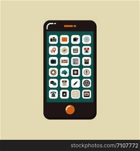 smartphone with application icon, retro style