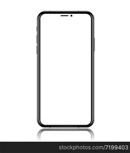 smartphone with blank white screen. Realistic vector illustration.