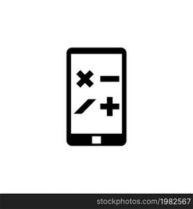 Smartphone with Calculator App. Flat Vector Icon illustration. Simple black symbol on white background. Smartphone with Calculator App sign design template for web and mobile UI element. Smartphone with Calculator App Flat Vector Icon