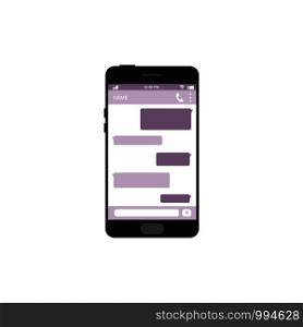 Smartphone with chat bubbles icon. Vector eps10. Smartphone with chat bonnles