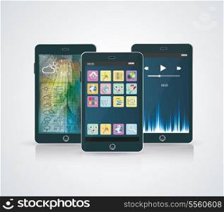 Smartphone with Cloud of Application Icons