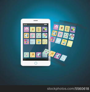 Smartphone with Cloud of Application Icons