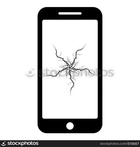 Smartphone with crash touch screen icon black color vector illustration flat style simple image