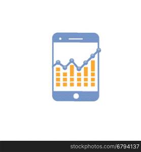 smartphone with digital analytic data apps logo , digital chart symbol smartphone apps
