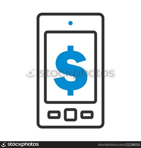 Smartphone With Dollar Sign Icon. Editable Bold Outline With Color Fill Design. Vector Illustration.
