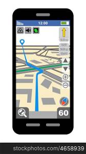 Smartphone with GPS navigator. Vector