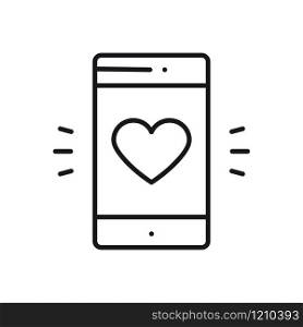 Smartphone with heart emoji message on screen line icon. Love confession like sign and symbol. Love relationship holiday romantic messaging smartphone mobile phone sms message theme. Smartphone with heart emoji message on screen line icon. Love confession like sign and symbol. Love relationship holiday romantic messaging smartphone mobile phone sms message theme.