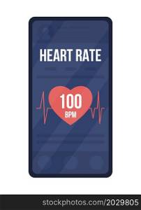 Smartphone with heart rate semi flat color vector object. Full realistic item on white. Tracking and monitoring health isolated modern cartoon style illustration for graphic design and animation. Smartphone with heart rate semi flat color vector object
